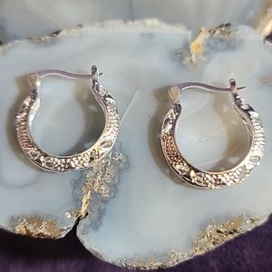 925 plated filigree hoops